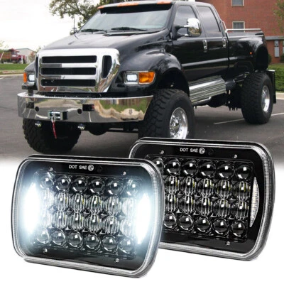 DOT Approved Pair 5x7 7x6 LED Headlights With DRL For Ford F650 F750 L9000 F-250 - Image 1 of 4