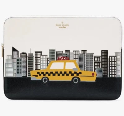 Kate Spade NYC Big Apple Taxi Laptop Sleeve 15 Notebook KJ061 Meringue White NWT - Image 1 of 4