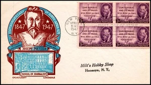 Scott 946 - Pulitzer Staehle FDC - Bloque de direcciones tipo planta 946-23 - Imagen 1 de 2