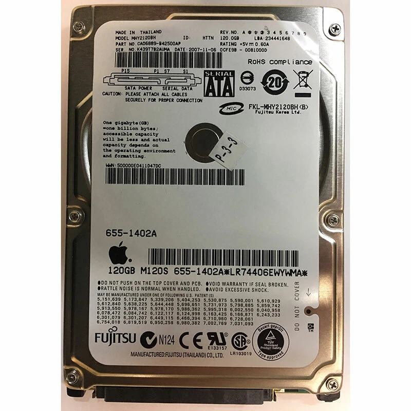 CA06889-B42500AP - Fujitsu 120GB 5400 RPM SATA  2.5" HDD - Image 1 of 1