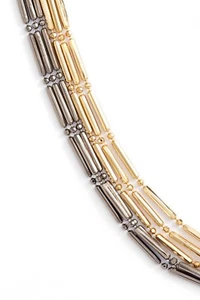 Argento Vivo Two Tone Multistrand 18k Gold/Rhodium Plate Necklace #47    $76 - Picture 1 of 2