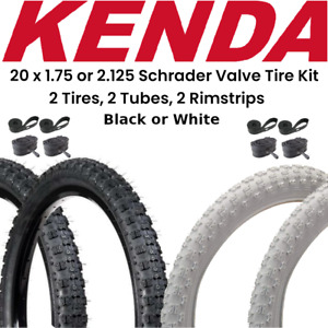 2 X Kenda K051 20" X 1.85" Bmx Bike Bicycle Wire Bead Tyre Black KT40Q