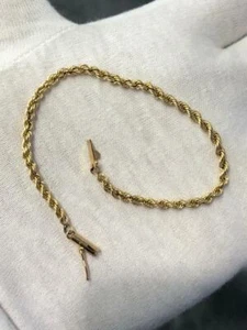 14K Gelbgold Seil Design 3,16 mm breit Doppel Sicherheitsverschluss Tennisarmband 2,1 G - Bild 1 von 10