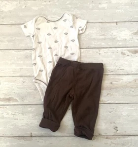 Carters 3m Baby Boy Outfit White Elephant Bodysuit Brown Joggers Pants Set  - Picture 1 of 3