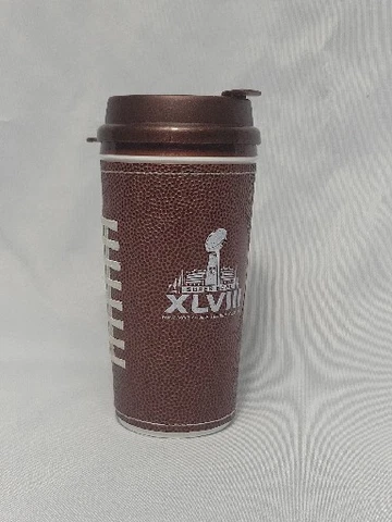 🏈RARE 2014 SUPERBOWL New York/New Jersey Coffee Cup/Tumbler FOOTBALL SLEEVE Cover