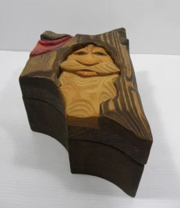 Handgeschnitzte natürliche Holz alte Mann Weihnachtsmann Schatulle Schmuck/Schmuck - Bild 1 von 11