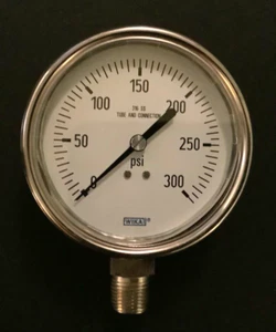 Wika 4" 316 SS Tube and Connection Pressure Gauges 0-300 PSI - Picture 1 of 3