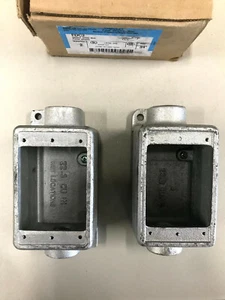 2 PACK CROUSE - HINDS JUNCTION BOX, DEEP 1-GANG, 3/4 INCH HUBS , MALLEABLE IRON - Picture 1 of 6