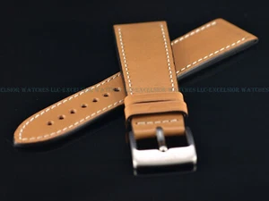 New Genuine OEM Glycine 24MM High Grade Leather Strap W/ Signed SS Buckle - Picture 1 of 4