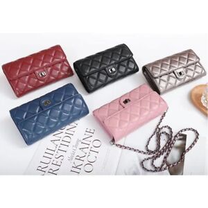 Original Quilted Lambskin Leather Wallet Chain Purse Phone Clutch Shoulder Bag