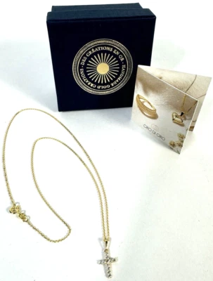 ORO DI ORO Kreuz Kreuzanhänger Anhänger mit Kette Silber 925 gelb vergoldet NEU - Bild 1 von 3