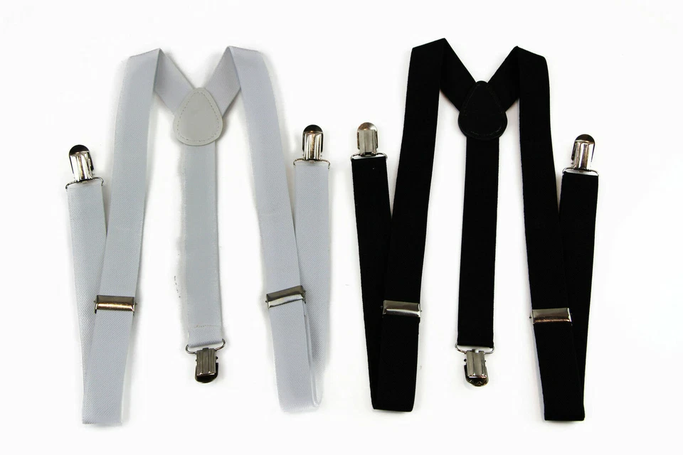 Black / White Unisex Mens Womens Suspenders Braces Adjustable Formal Wedding - image 1 of 1