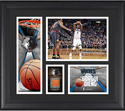 Gorgui Dieng Minnesota Timberwolves Framed 15x17 Collage & Piece of Used Ball Cover