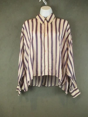 Etoile Isabel Marant Shirt Womens 34 Cream Stripe Alanis Button Front Blouse - Image 1 of 4