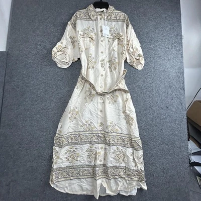 Vestido Zimmermann Feminino 8 Pontos Utilitários Limão Utilitário Vestido Maxi Seda com Cinto - Imagem 1 de 4