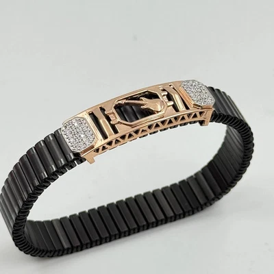 5CT Round Cut Lab Created Diamond Adjustable Men's Bracelet 14K Rose Gold Finish - Image 1 of 4