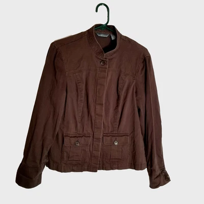 Chaqueta Camisa Hillard & Hanson Para Mujer XL Botón Frontal Blazer Marrón Chamarra  Foto 1 de 4