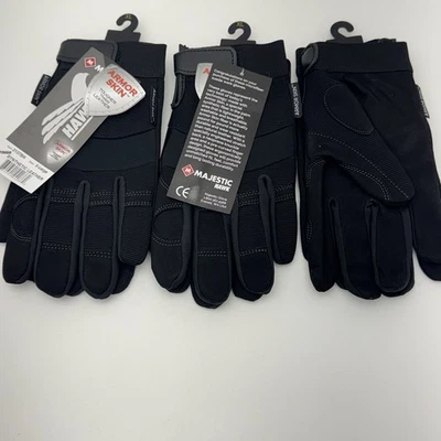 Majestic Armor Piel Halcón Guantes XL Cuero Sintético Guantes de Trabajo Negro Paquete de 3 Foto 1 de 4