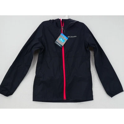  NEW Columbia Girl's 10/12 Switchback II Lightweight Rain Jacket Black Pink  - Image 1 of 4