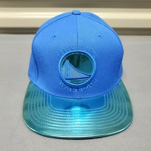 Golden State Warriors Mitchell & Ness Snapback Hat Blue Chrome Holographic Brim - Picture 1 of 23