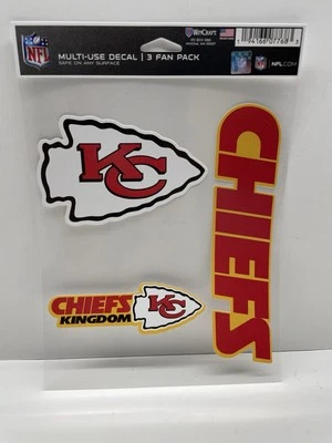 Paquete de 3 calcomanías multiusos de los Kansas City Chiefs WinCraft NFL pegatinas oficiales nuevas Foto 1 de 4