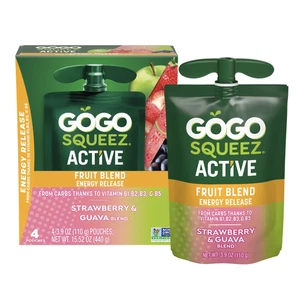 GoGo squeeZ Active Energy Release Strawberry Guava – 4-Pack 3.9 oz Pouches” - Picture 1 of 12