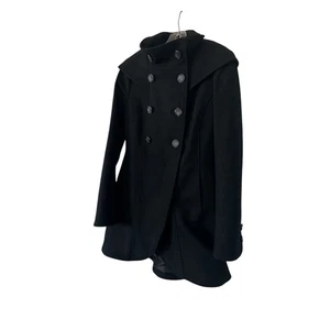 SOIA & KYO Hooded Dbl Breasted Funnel Neck Wool PEA COAT SZ S - Bild 1 von 5