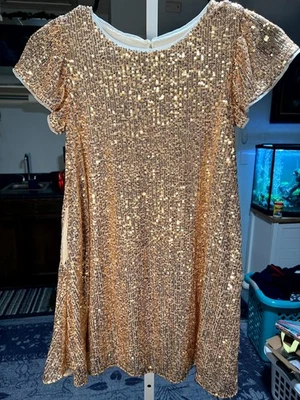 Cat & Jack Gold Sequins Top or Short Dress Girls SZ Medium/8 - Image 1 of 4