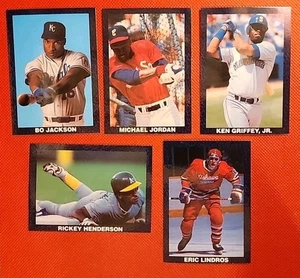 JOLI LOT DE 5 CARTES ⚾️ Michael Jordan avec Bo Jackson Ken Griffey Jr Rickey Henderson - Photo 1 sur 7