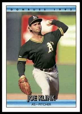Joe Klink 1992 Donruss #183 (VAR 183a LEAF INC. w/ period) Oakland Athletics - Image 1 of 2