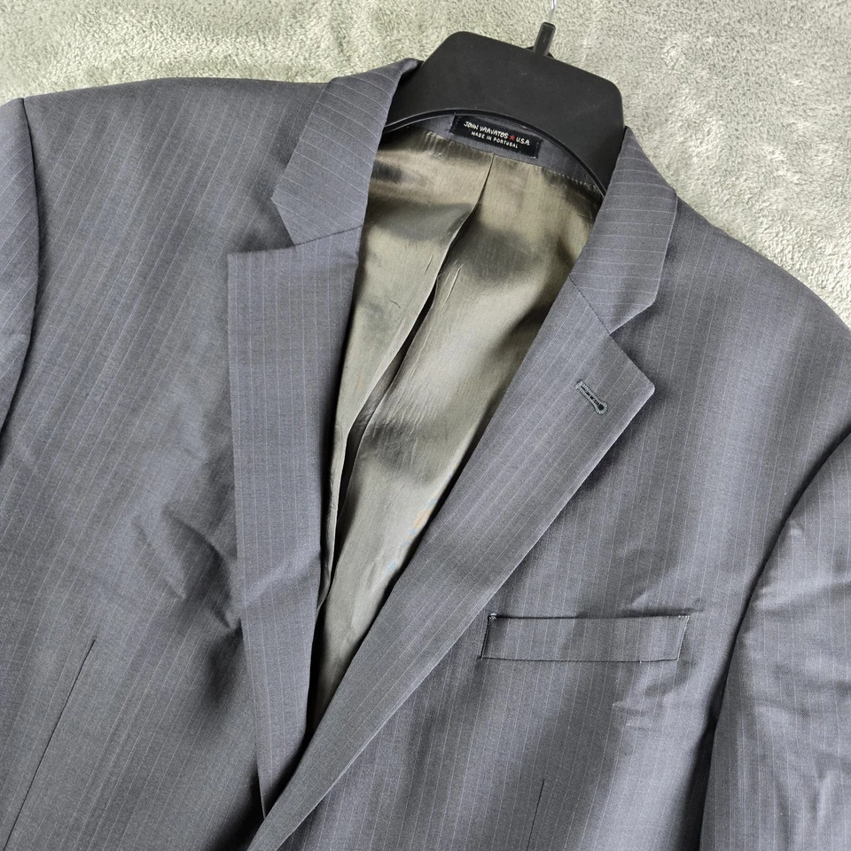 Chaqueta Blazer John Varvatos Bedford Hombres 42 Corto Gris Rayas Lana Abrigo Deportivo Foto 1 de 4
