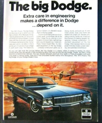 1973 Dodge Polara винтажный большой Dodge оригинальный региональный печатная реклама 8,5 x 11» - Изображение 1 из 4