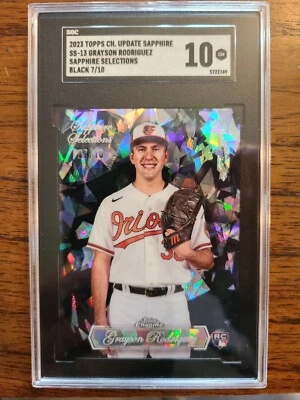 2023 Chrome Update Sapphire Selections Grayson Rodriguez RC Black /10 SGC 10 GEM - Image 1 of 2