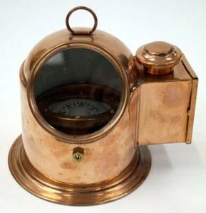 NAUTICAL Marine NAVIGATION Brass Copper Finish BINNACLE COMPASS with OIL LAMP - Picture 1 of 1