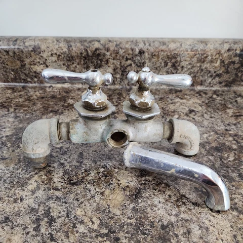 Vintage Sink Faucet Hot Cold Handles Rustic Farmhouse Decor Bathtub Parts Cover