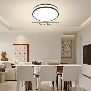 15" LED Ceiling Light Fixture Modern Round Chandelier Flush Mount Ceiling Light - Picture 1 of 12
