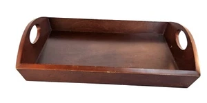 Wooden Serving Tray With Handles For Kitchen Or Home Décor Rectangular Dark Brow - Picture 1 of 8