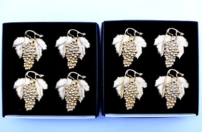 NUEVO JUEGO DE 8 SERVILLETEROS UVAS COLECCIÓN L-S CHAPADO EN ORO 24KT HECHO EN EE. UU. Foto 1 de 4