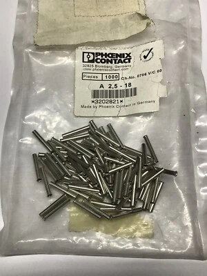 100 x Phoenix Contact A 2,5 - 18 - 18 mm Crimpado Bootlace Virola 3202821 Foto 1 de 2
