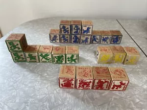 Vtg 23 Alphabet Letters Animals Characters Disney Wood Toy Blocks. Rustic cubes - Picture 1 of 6