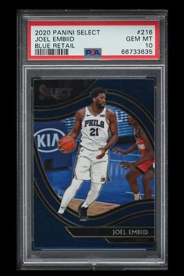 2020-21 🏀 Panini Select #216 Joel Embiid Blue Prizm, PSA-10  - Image 1 of 2
