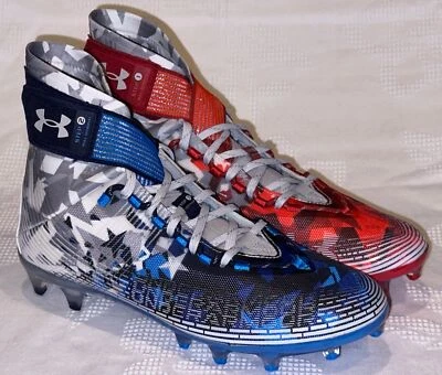 UNDER ARMOUR Highlight USA Flex Wrap Navy Blue Red Football Cleats Mens 10 12.5 - Image 1 of 4