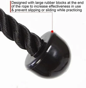 Accesorio de cable de cuerda de tríceps con bloqueo de seguridad y barra de entrenamiento múltiple - nailon negro - Imagen 1 de 7