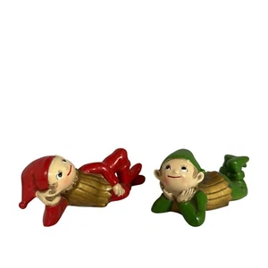 Vintage Two Christmas Shelf Elves Pixies Japan - Picture 1 of 15