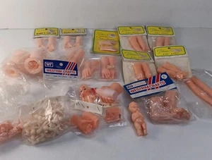 vintage Doll Babies FIBRE CRAFT Westrim Crafts Miniature Hands Feet Hats Lot - Picture 1 of 14