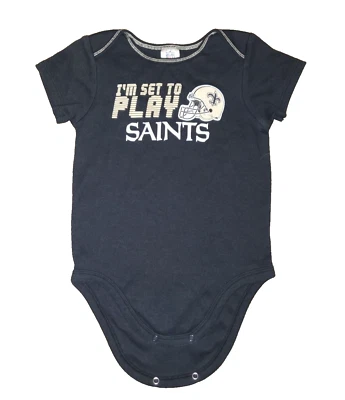 NFL Saints 18 Meses Bebé Equipo Ropa Fútbol Negro y Dorado Quién Data Fanático del Deporte Foto 1 de 4