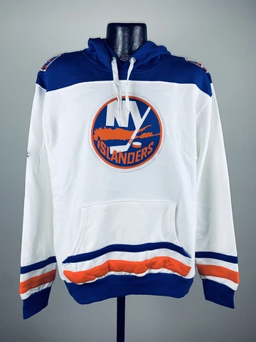Men’s Majestic New York Islanders White Double Minor Hooded Sweatshirt XL Cover