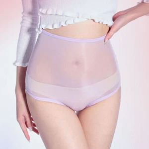Womens Glossy Sheer Panties See Through Silky Brief High Waist Stretch Underwear - Picture 1 of 24