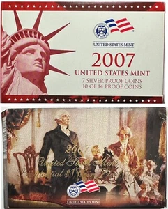 2007-S U.S. Mint Silver Proof Set - 14 Coins/OGP/COA/4 Presidential $1 Coins - Picture 1 of 9