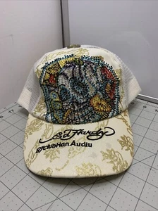 De Colección Raro Ed Hardy Sombrero Diseño Calavera Con Etiquetas, Tatuaje Desgaste - Imagen 1 de 8